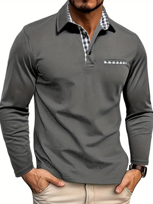 Long-Sleeve Knit Polo – Tailored Fit Comfort