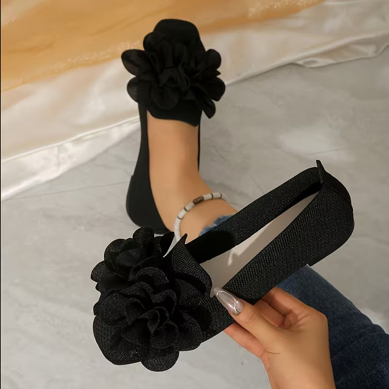 Women's Floral Mary Jane Shoes - Comfortable Flat Heel