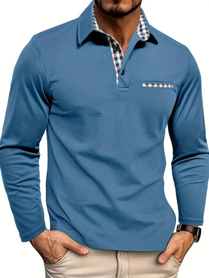 Long-Sleeve Knit Polo – Tailored Fit Comfort