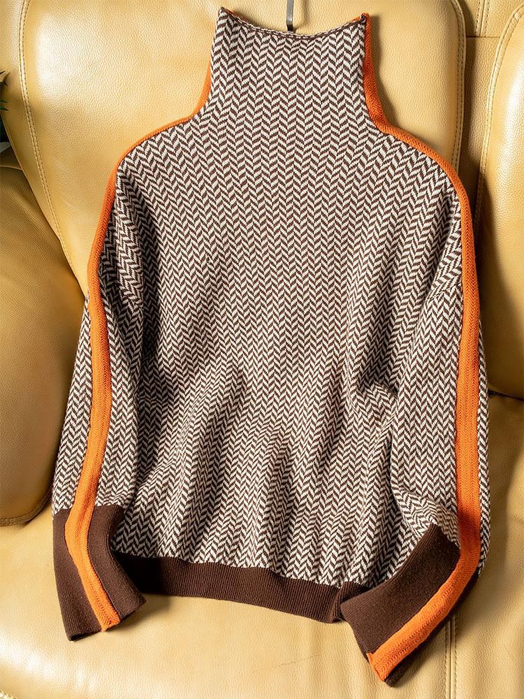 Clemence | Turtleneck Sweater with Contrasting Stripes