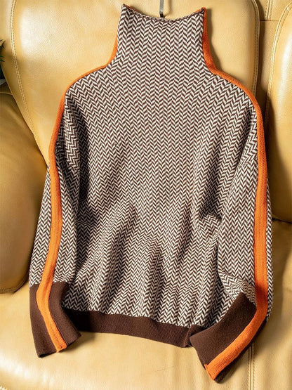Clemence | Turtleneck Sweater with Contrasting Stripes