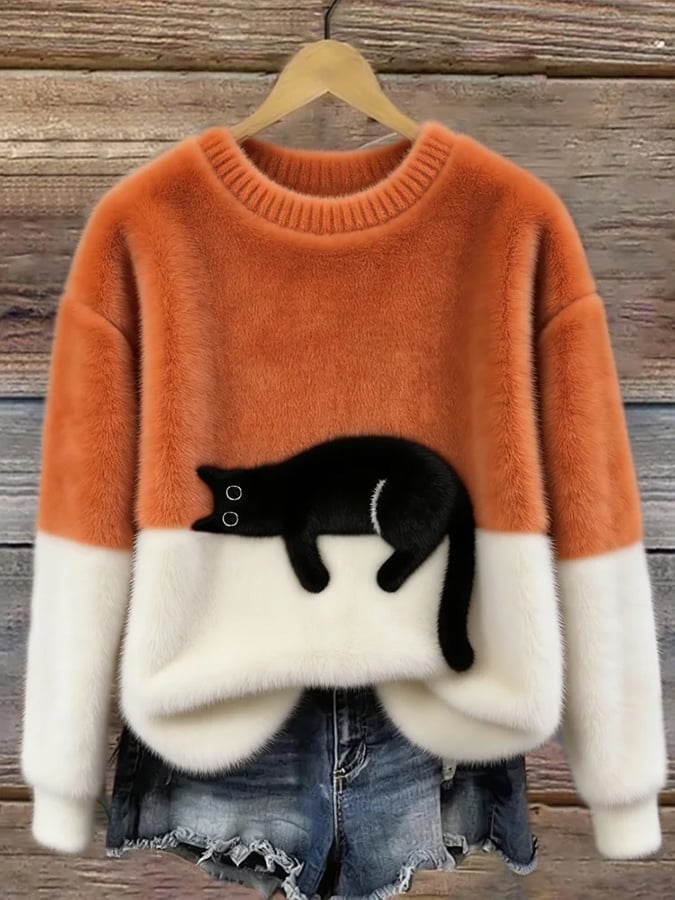 Caitlin - Comfortable Casual Cat Graphic Jumper