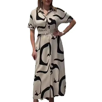Beautiful dress with a belt - Comfortable Elegant Dress
