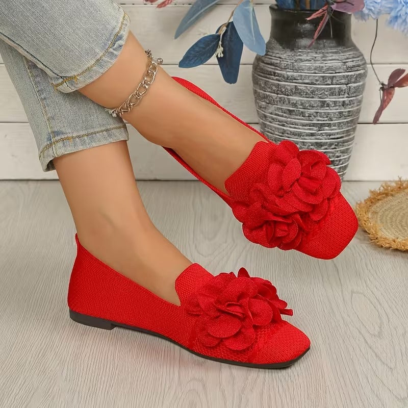 Women's Floral Mary Jane Shoes - Comfortable Flat Heel