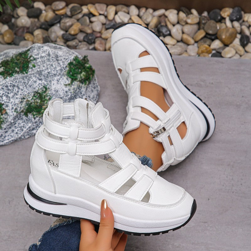 Comfortable, lightweight wedge sandals with side zipper
