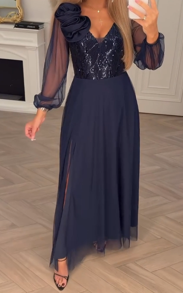 Elegant Lace Sleeve Dress - Comfortable Elegant Dress