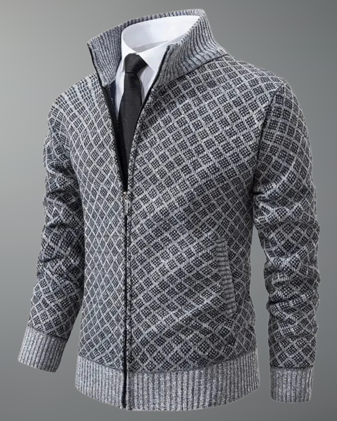 Olivér — Textured Knit Zip-Up Cardigan
