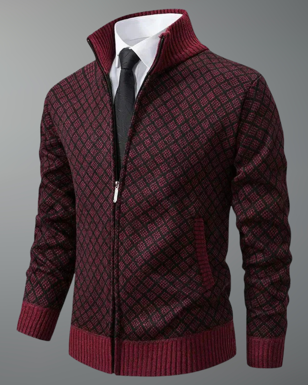 Olivér — Textured Knit Zip-Up Cardigan