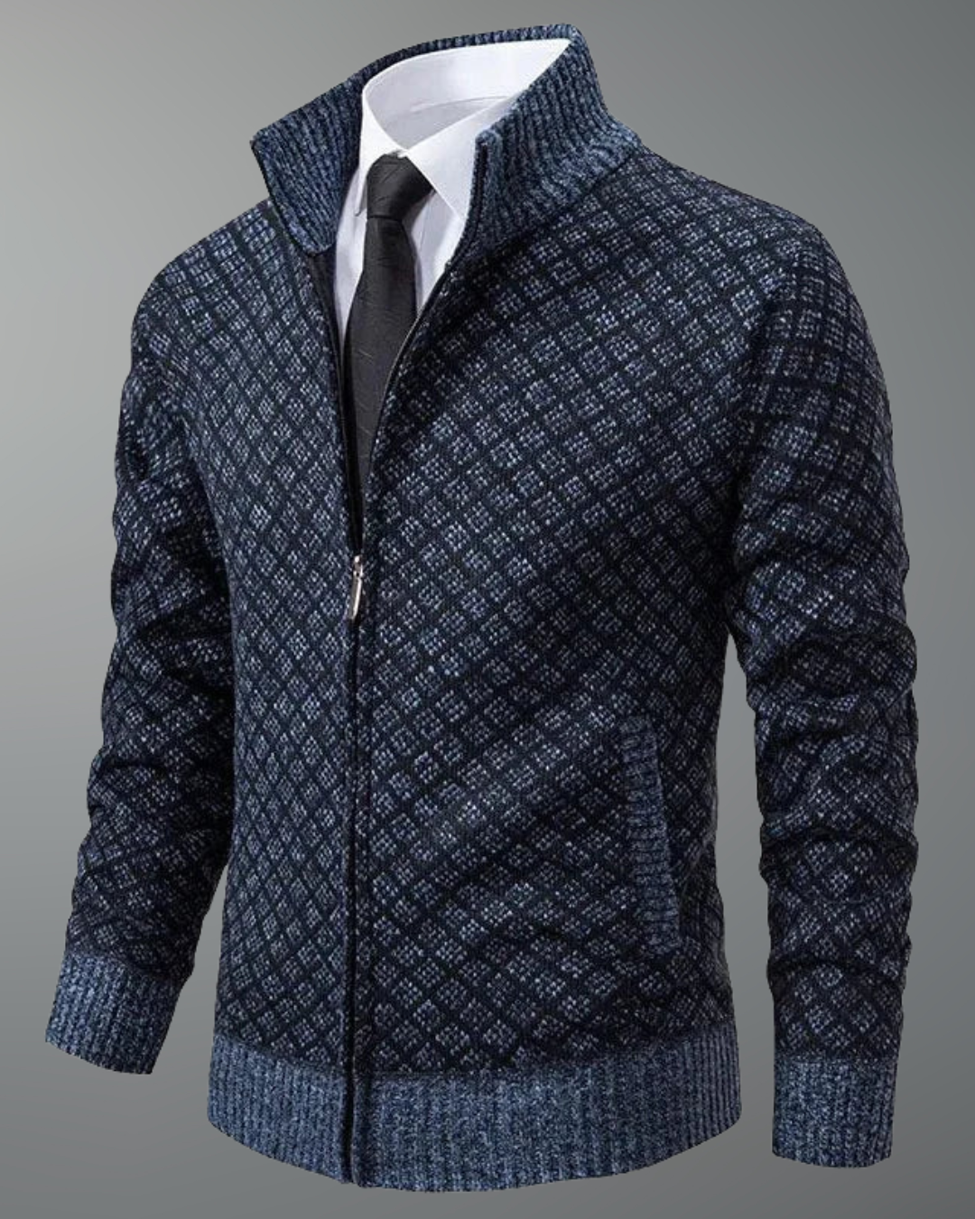 Olivér — Textured Knit Zip-Up Cardigan