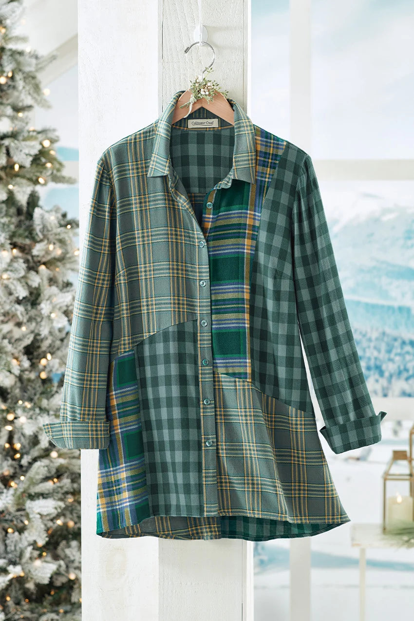 Vintage Checkered Shirt - Stylish Cotton-Polyester Blend Shirt