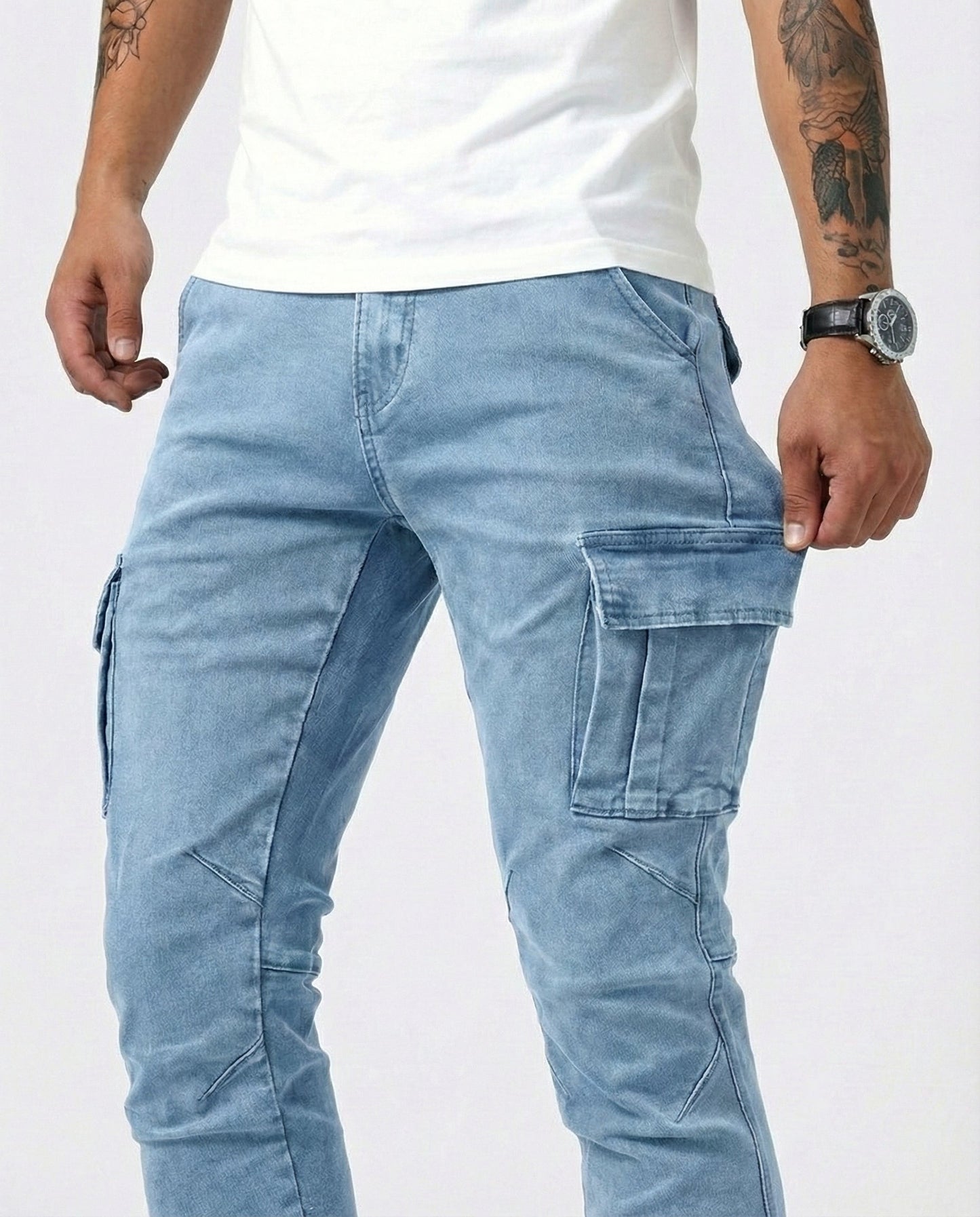Navy Elastic Cargo Pants