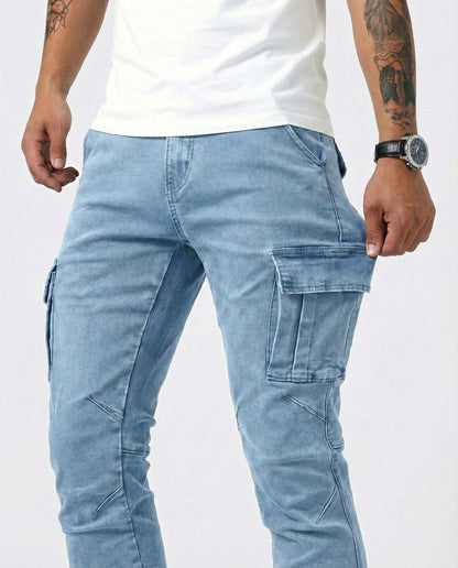 Navy Elastic Cargo Pants