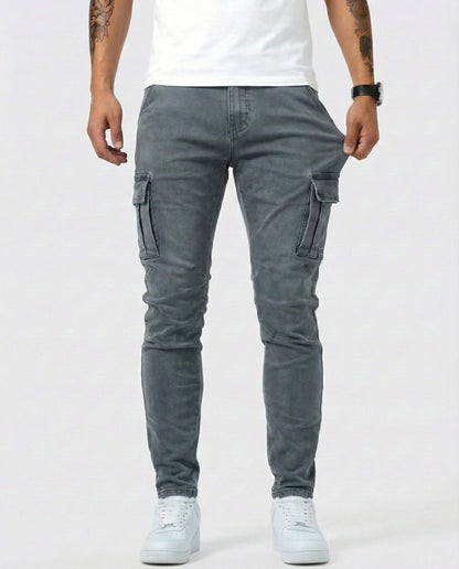 Navy Elastic Cargo Pants