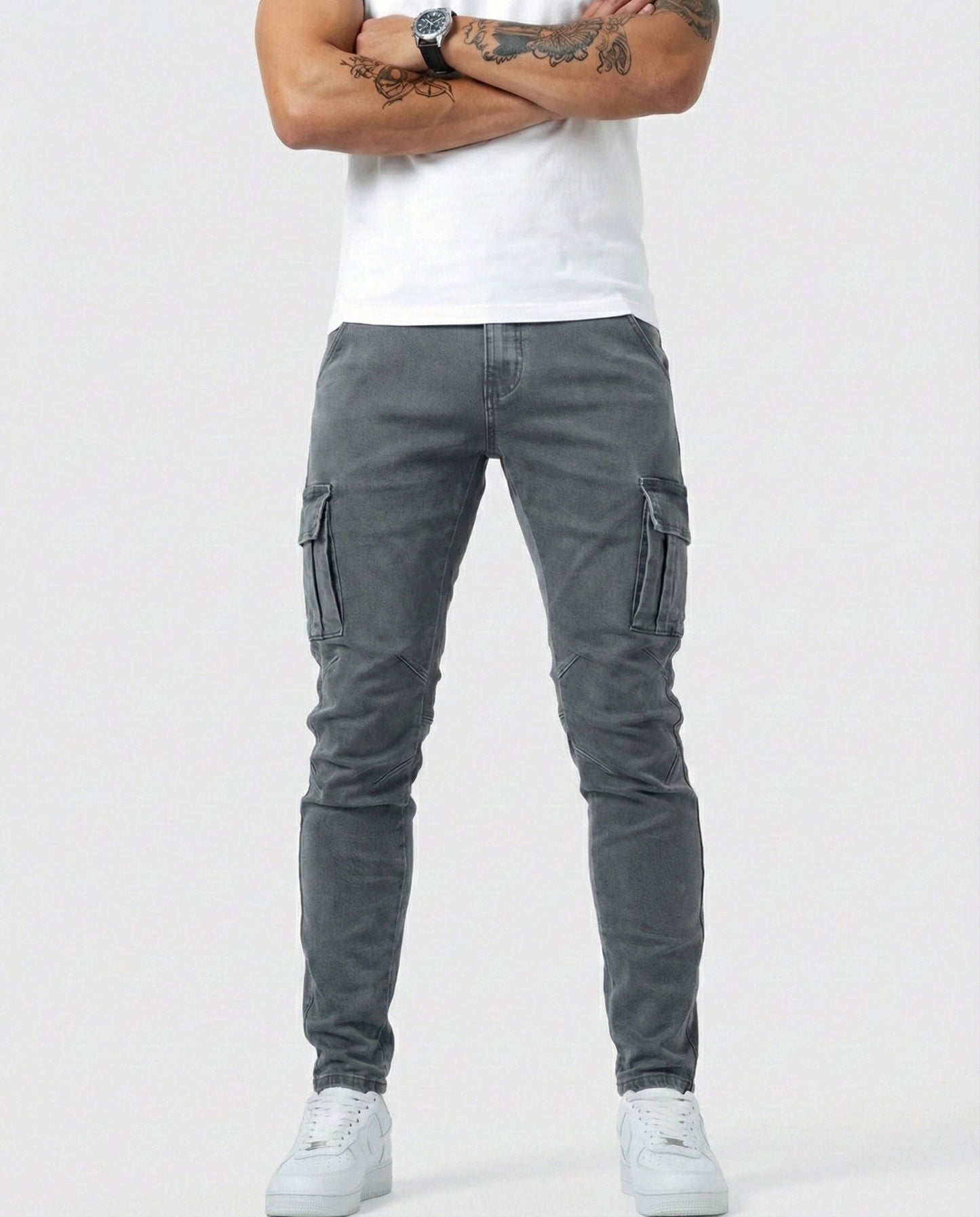 Navy Elastic Cargo Pants