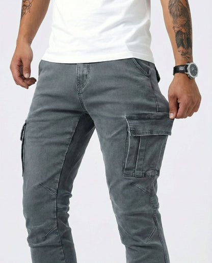 Navy Elastic Cargo Pants