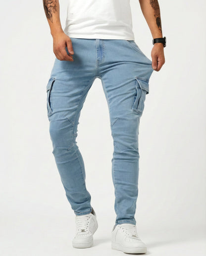 Navy Elastic Cargo Pants