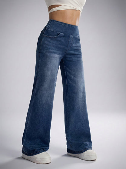 Wide-leg Pants with Abdomen Control