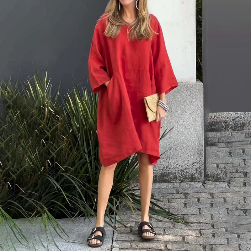 Flowing Midi Dress Soft Draped Elegance