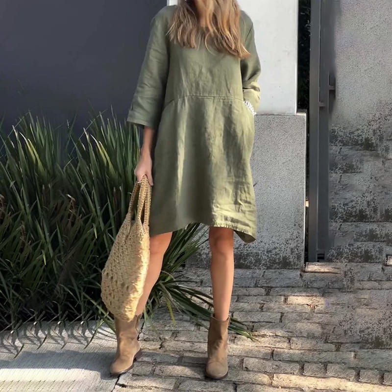 Flowing Midi Dress Soft Draped Elegance