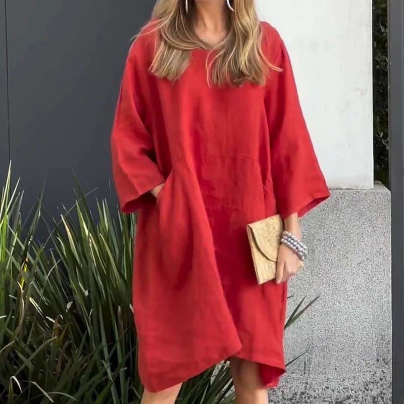 Flowing Midi Dress Soft Draped Elegance