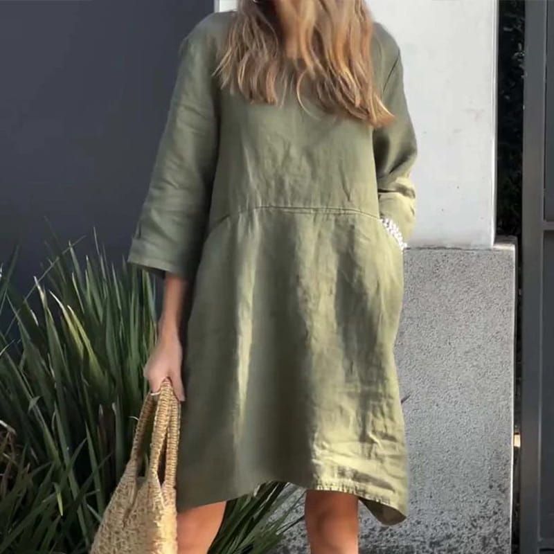 Flowing Midi Dress Soft Draped Elegance
