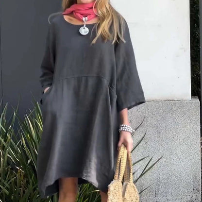 Flowing Midi Dress Soft Draped Elegance
