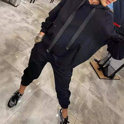2-Piece Women's Hoodie Set with Drawstring & Pants - Soft Comfortable Set