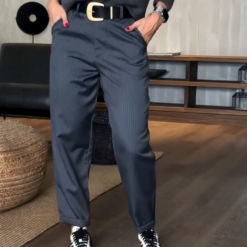 Casual High-Waisted Straight Suit Pants for Women