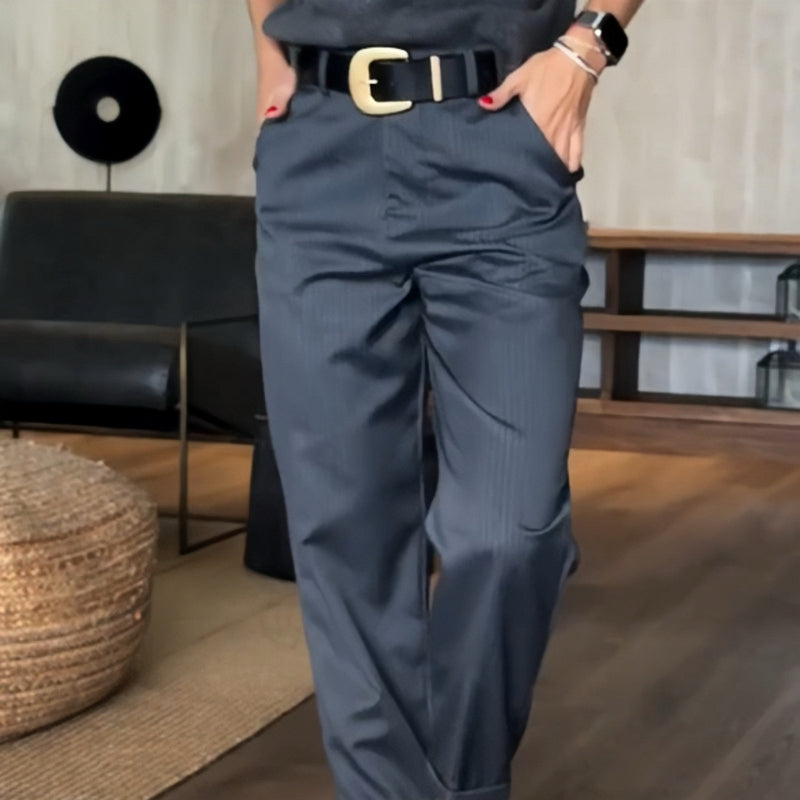 Casual High-Waisted Straight Suit Pants for Women