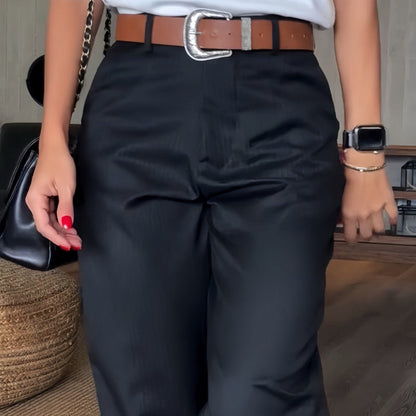 Casual High-Waisted Straight Suit Pants for Women