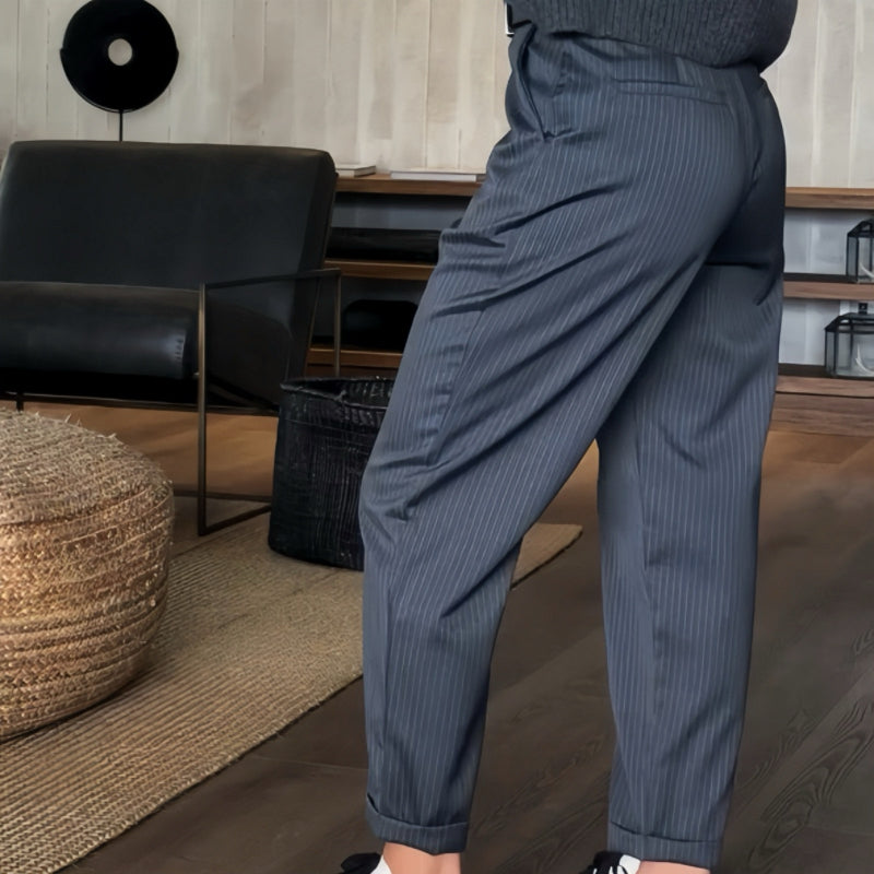 Casual High-Waisted Straight Suit Pants for Women