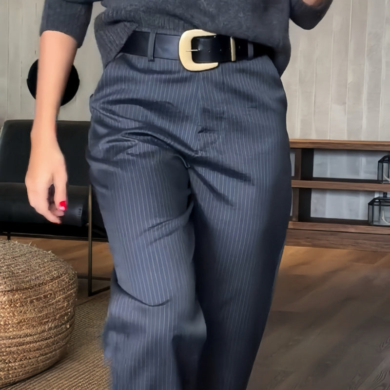 Casual High-Waisted Straight Suit Pants for Women