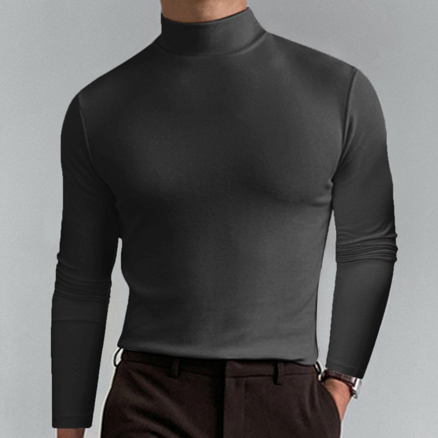 Men's High Neck T-shirt - Lightweight Comfortable Pullover