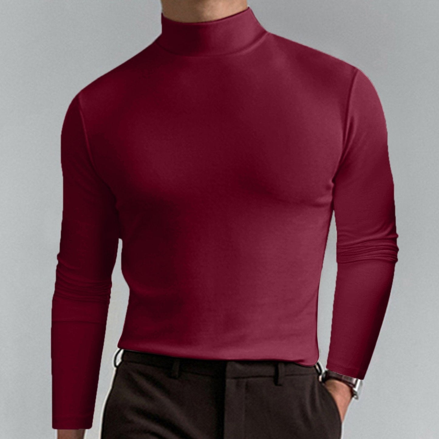 Men's High Neck T-shirt - Lightweight Comfortable Pullover