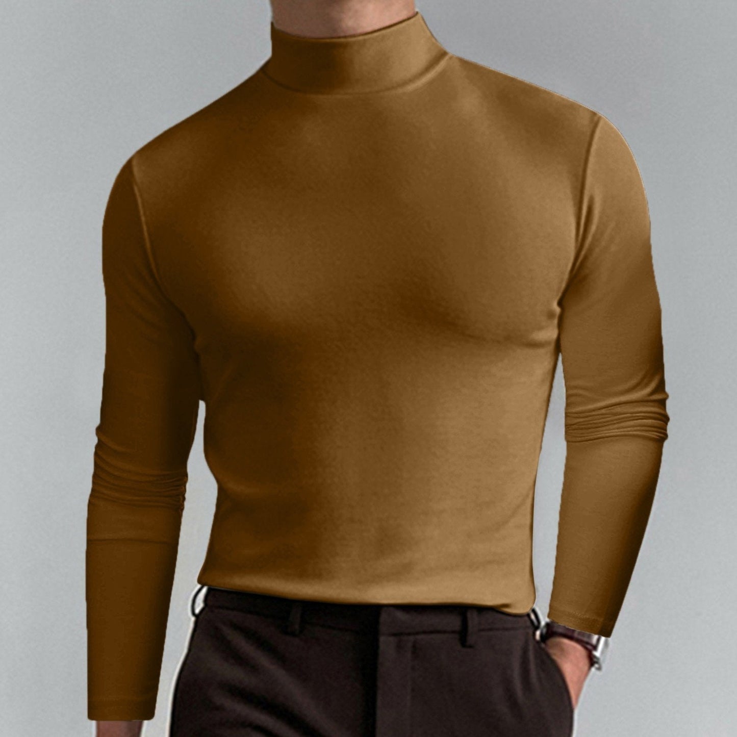 Men's High Neck T-shirt - Lightweight Comfortable Pullover