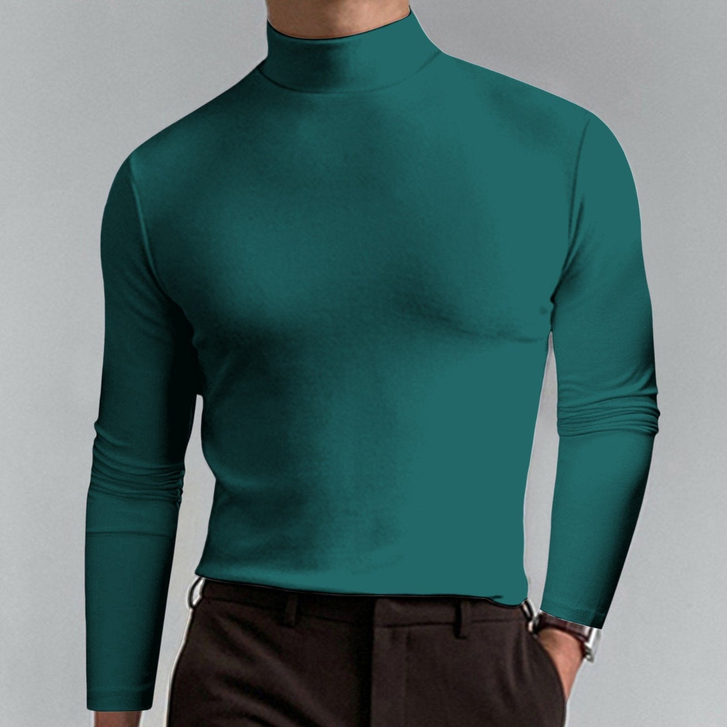 Men's High Neck T-shirt - Lightweight Comfortable Pullover