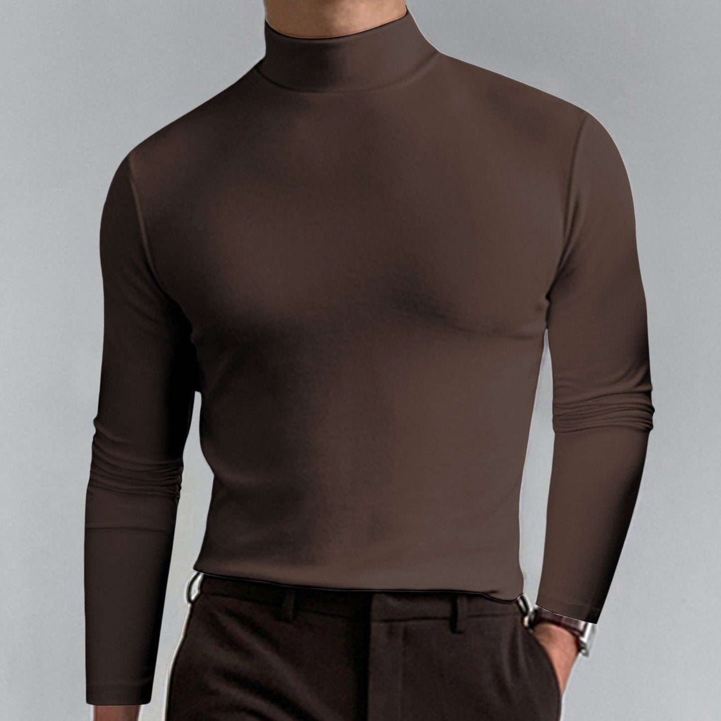 Men's High Neck T-shirt - Lightweight Comfortable Pullover