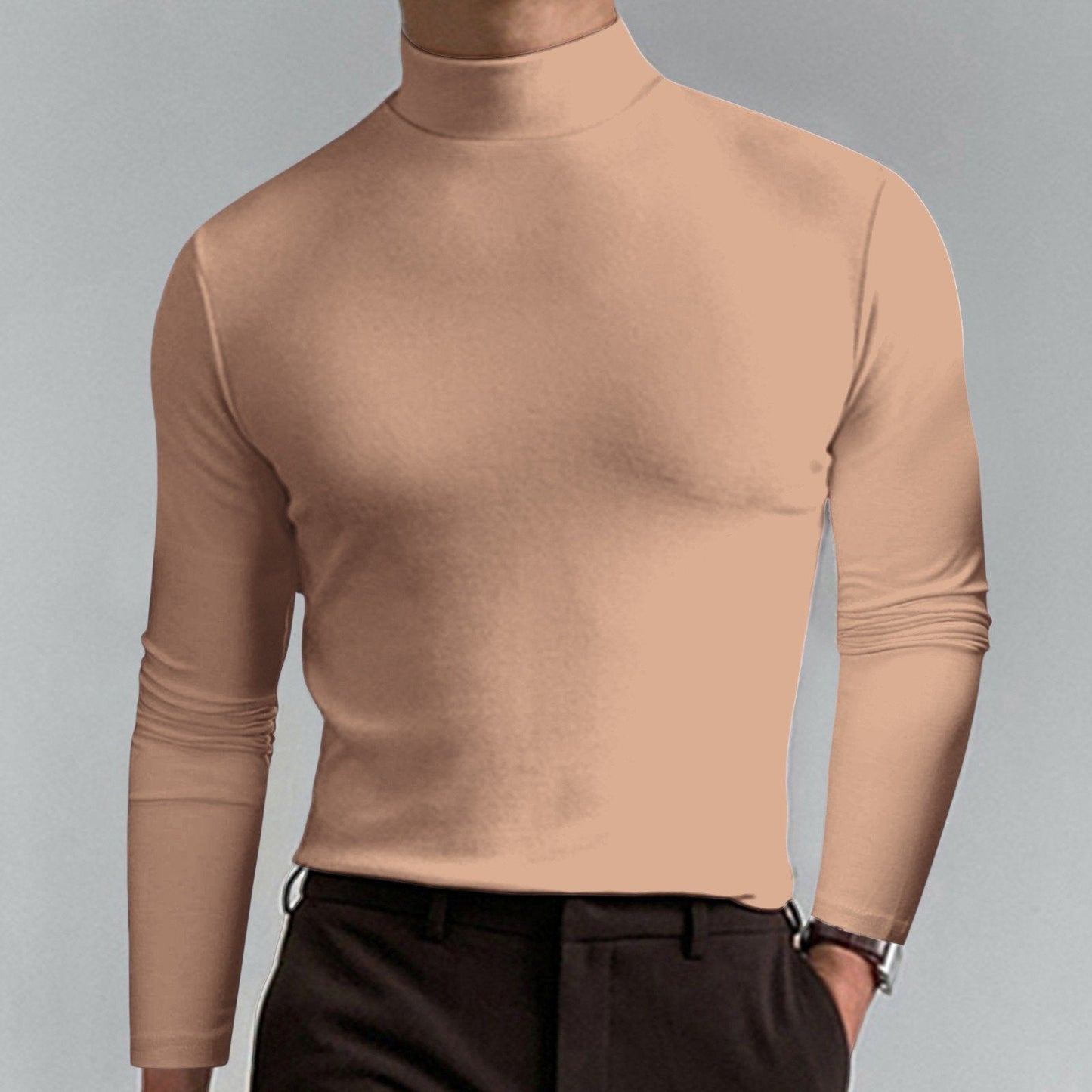 Men's High Neck T-shirt - Lightweight Comfortable Pullover