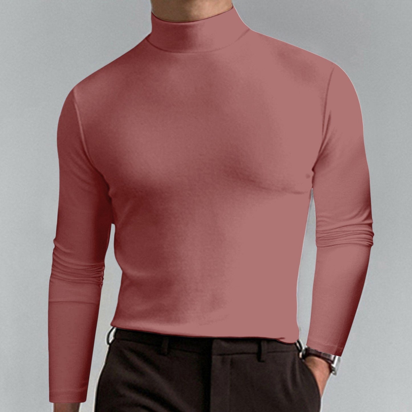 Men's High Neck T-shirt - Lightweight Comfortable Pullover