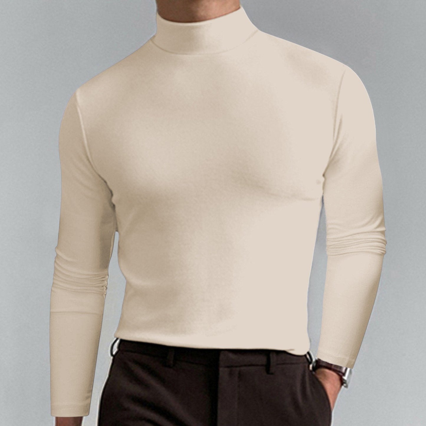 Men's High Neck T-shirt - Lightweight Comfortable Pullover