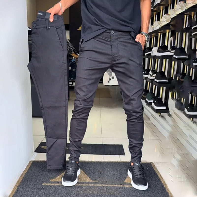 Men's Slim-Fit Casual Plain Trousers - Stylish Comfortable Trousers