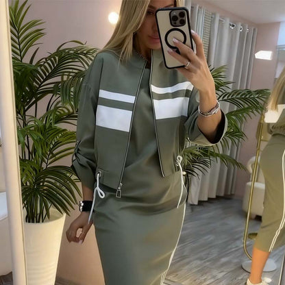 Women's Jacket and Dress Set with High Collar