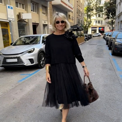 Two-Piece Set Comprising a Long Sleeve Knit Top