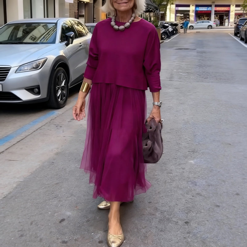 Two-Piece Set Comprising a Long Sleeve Knit Top