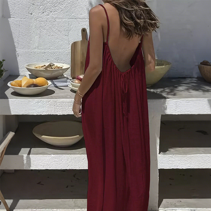 Aerelle — Open-Back Spaghetti Strap Maxi Dress