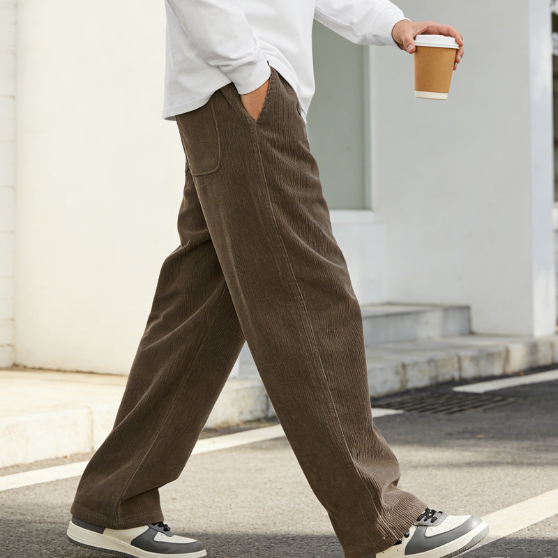 Men's Loose-Fitting Trousers with Drawstring and Pockets - Comfortable Casual Trousers