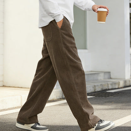 Men's Loose-Fitting Trousers with Drawstring and Pockets - Comfortable Casual Trousers