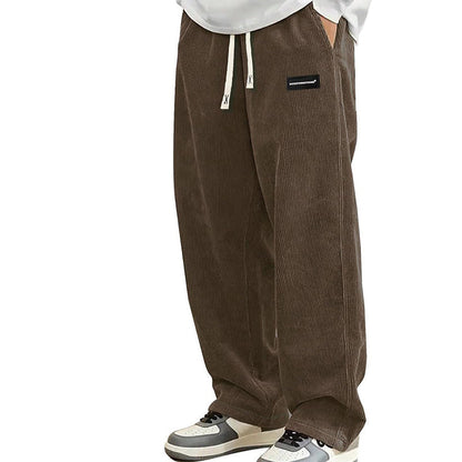 Men's Loose-Fitting Trousers with Drawstring and Pockets - Comfortable Casual Trousers