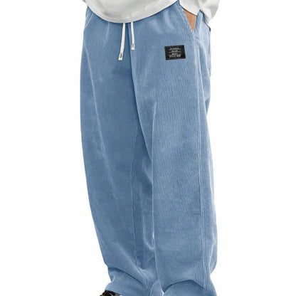 Men's Loose-Fitting Trousers with Drawstring and Pockets - Comfortable Casual Trousers