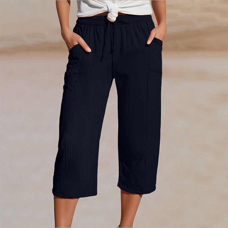 Linella — Cotton-Linen Pleated Wide-Leg Pants